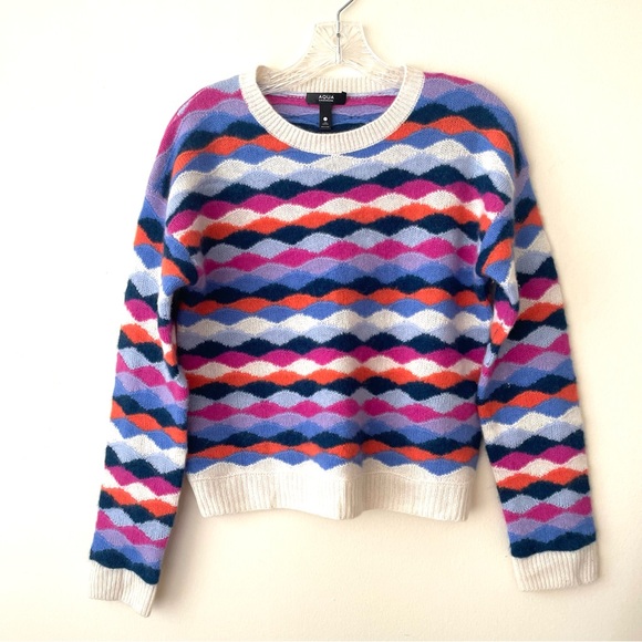 AQUA cashmere argyle sweater size Small - Picture 1 of 6